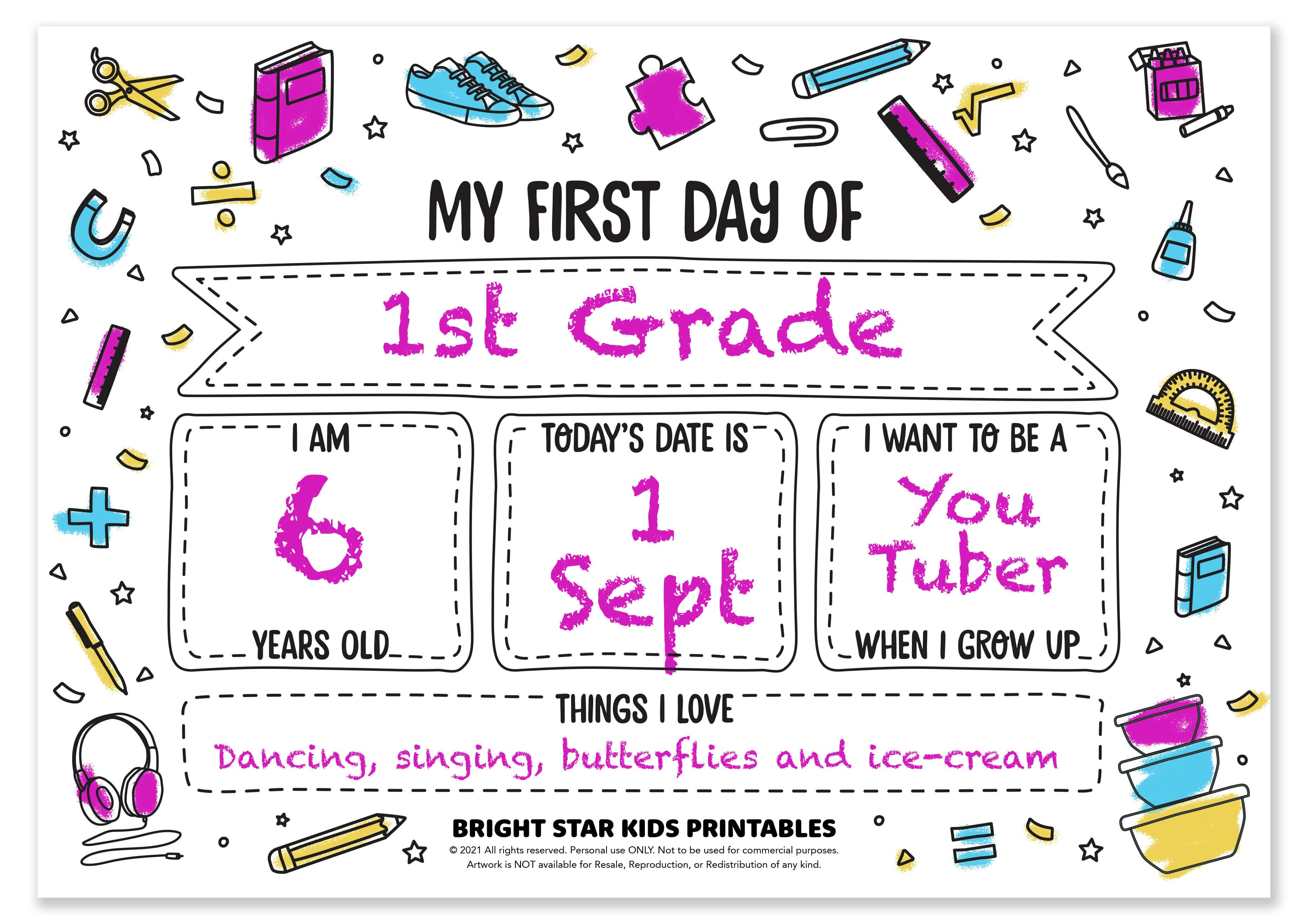 First Day Free Printable Template