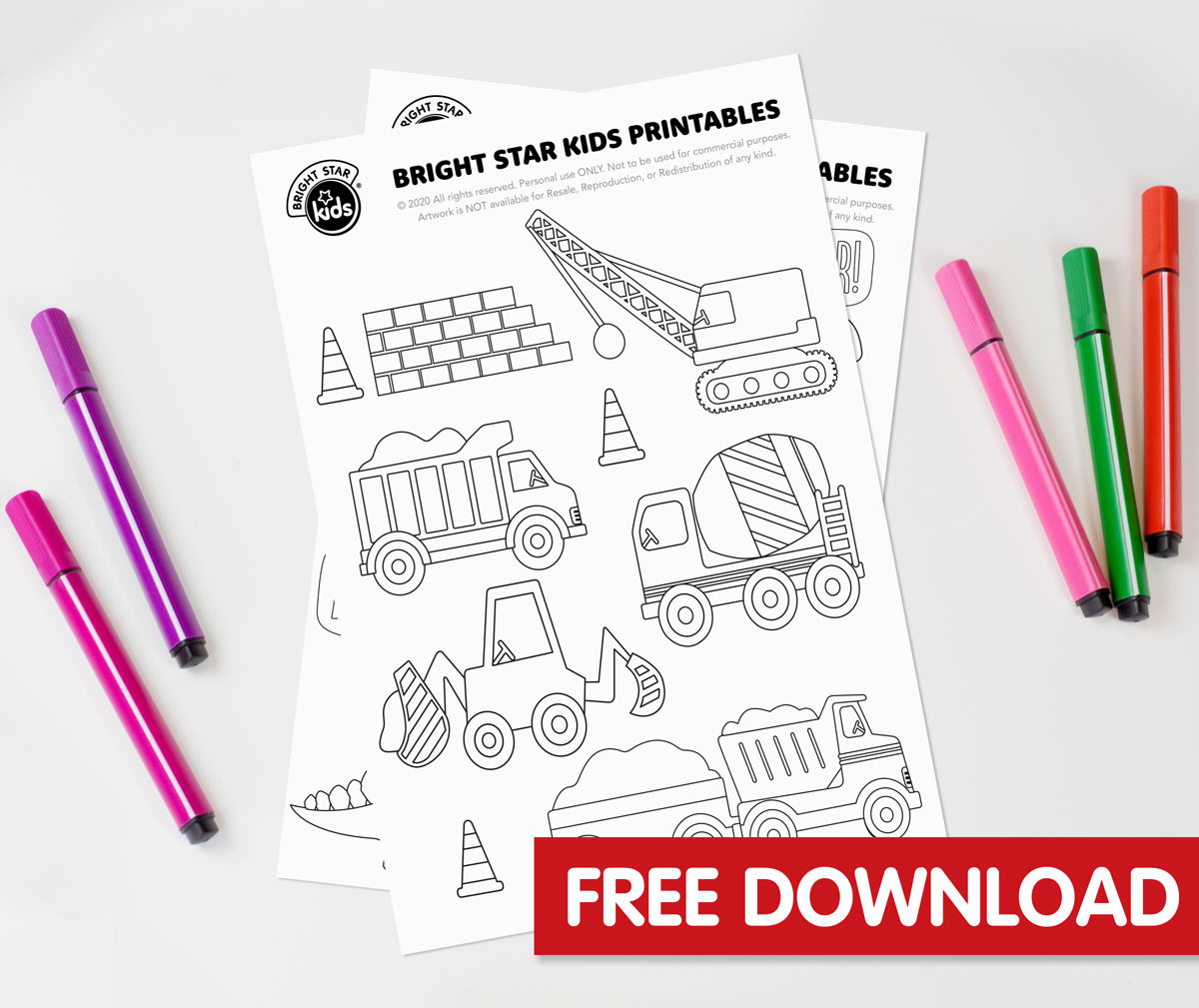 construction coloring sheet free printable bright star kids usa
